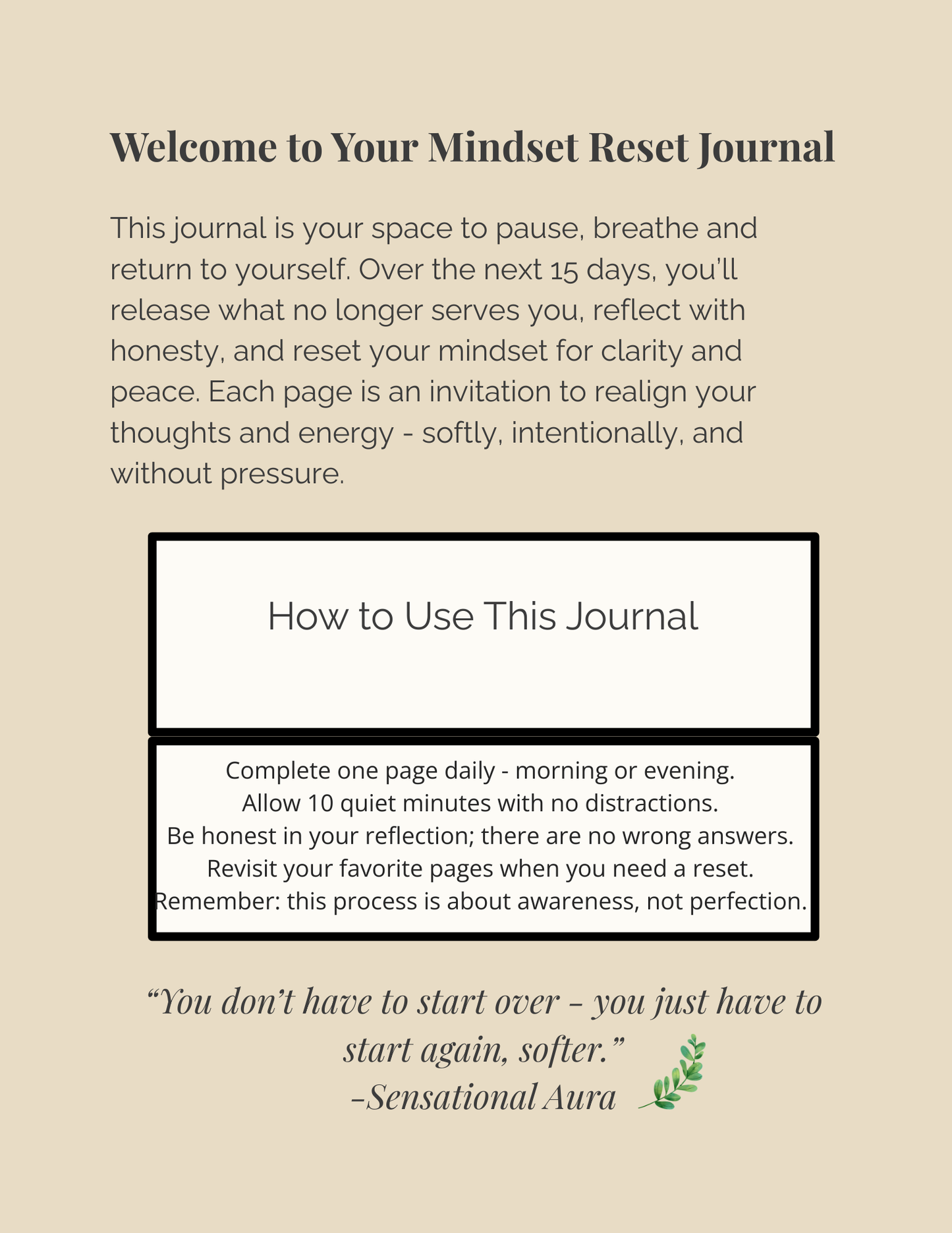 Mindset Reset Journal